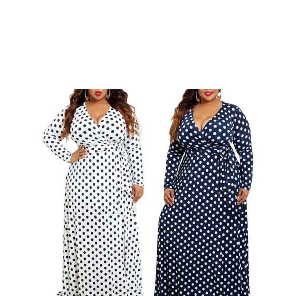 Navy Polka Dot Maxi Dress - Picture 4 of 5